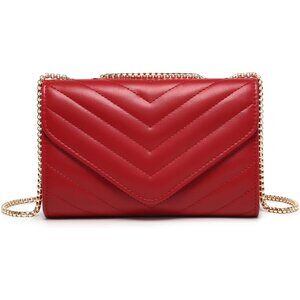 ⚡ Women's Red Stylish Evening Clutch Chain Shoulder Strap Crossbody Bag